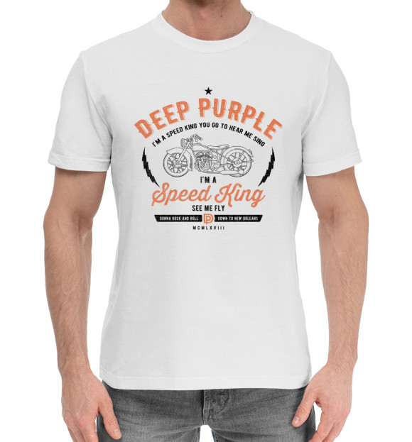 Мужская хлопковая футболка с изображением Deep Purple цвета Белый