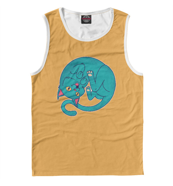 Майка для мальчика с изображением Котик клубочек цвета Белый