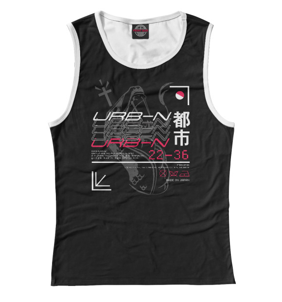 Женская майка с изображением Japanese urban style цвета Белый