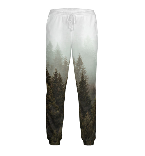 Мужские спортивные штаны с изображением Лес цвета Белый