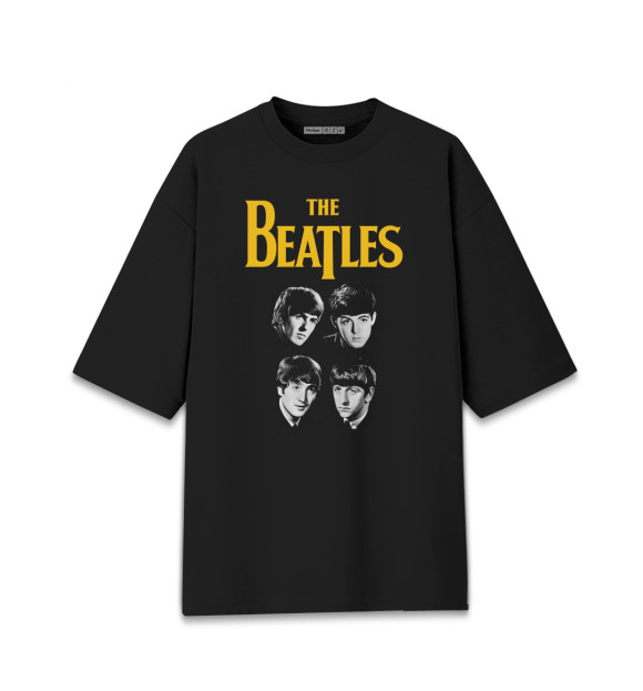 Женская футболка оверсайз с изображением The beatles цвета Черный