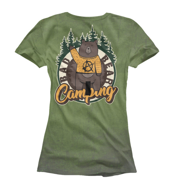 Женская футболка с изображением Bad Bear Camping цвета Белый