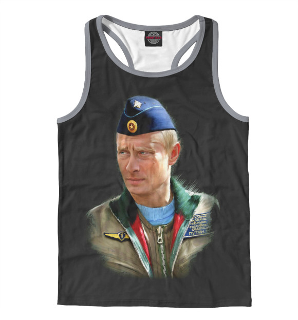 Мужская майка-борцовка с притом Путин ВМФ цвета Белый Мужская майка-борцовка с изображением Путин ВМФ цвета Белый