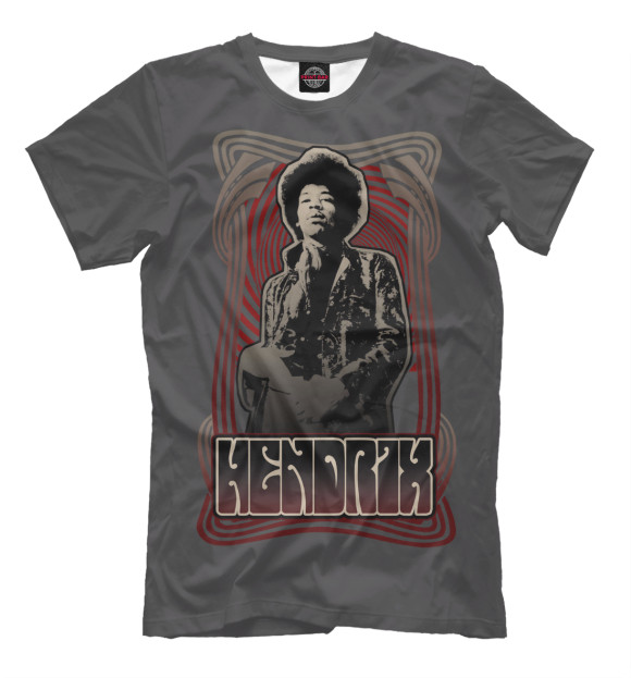 Мужская футболка с изображением Jimi Hendrix цвета Серый