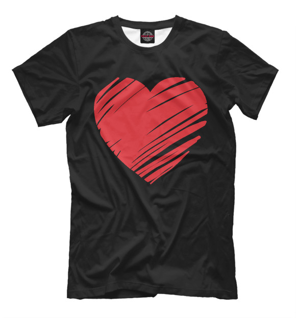 Мужская футболка с изображением Ленточное сердечко цвета Черный