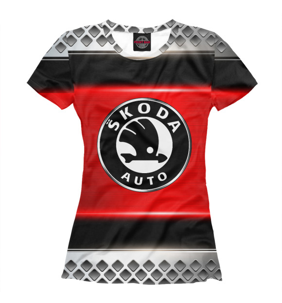 Женская футболка с изображением SKODA цвета Белый