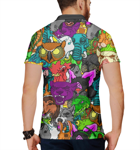 Мужское поло с изображением Hotline Miami цвета Белый