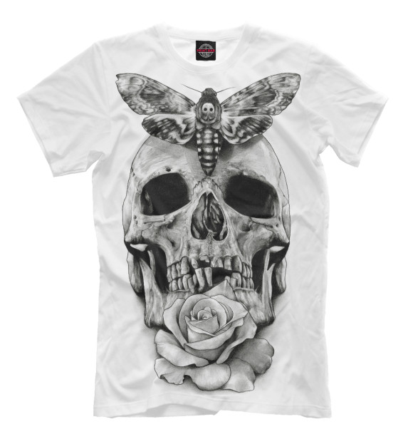 Мужская футболка с изображением Skull цвета Молочно-белый