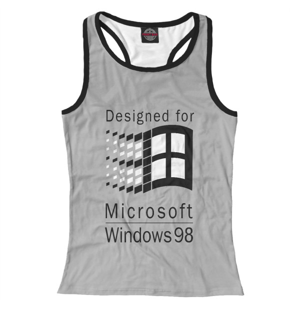 Женская майка-борцовка с изображением Microsoft Wiindows 98 цвета Белый