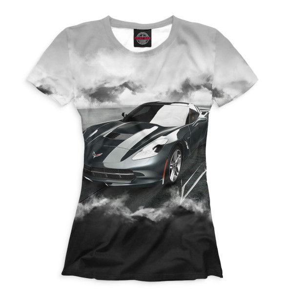 Женская футболка с изображением Chevrolet Corvette цвета Белый