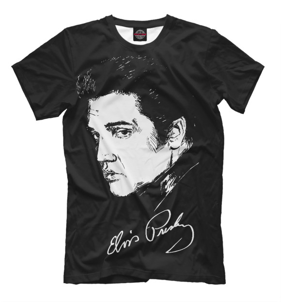 Мужская футболка с изображением Элвис Пресли цвета Черный