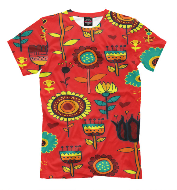 Футболка для мальчиков с изображением Цветочки цвета Темно-розовый