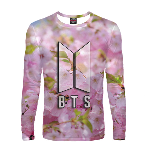 Мужской лонгслив с изображением BTS цвета Белый