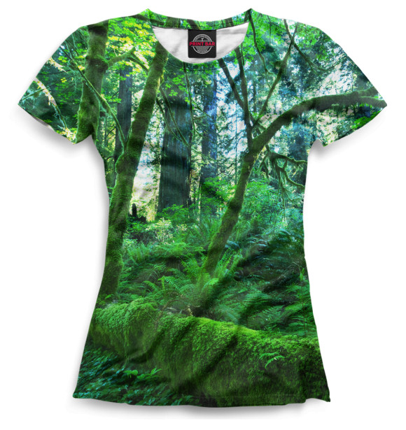 Женская футболка с изображением Лес цвета Белый