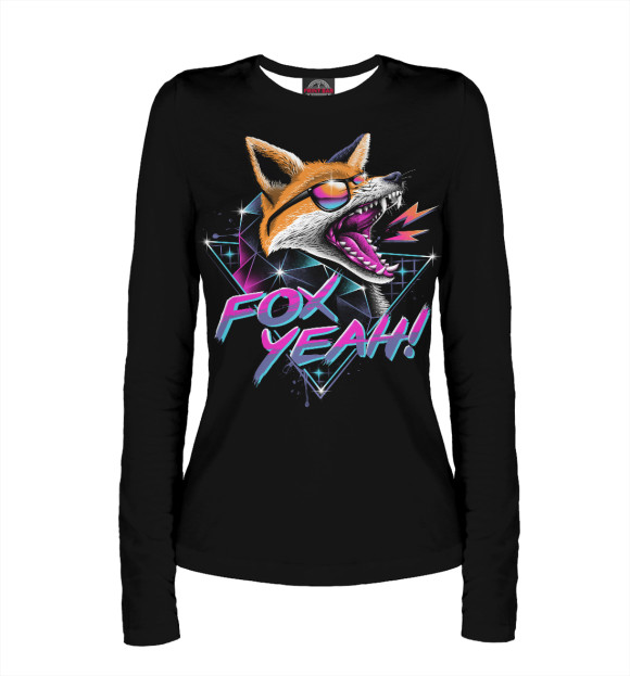 Женский лонгслив с притом Fox Yeah! цвета Белый Женский лонгслив с изображением Fox Yeah! цвета Белый