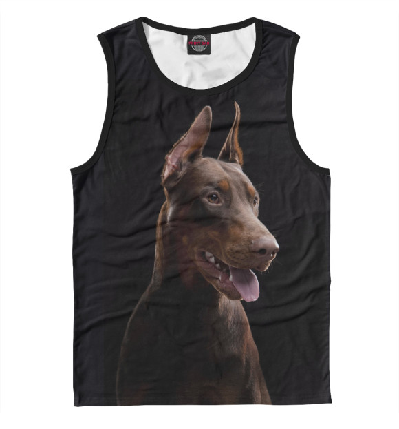 Мужская майка с изображением Пес цвета Белый