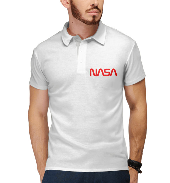 Мужское поло с изображением NASA цвета Белый