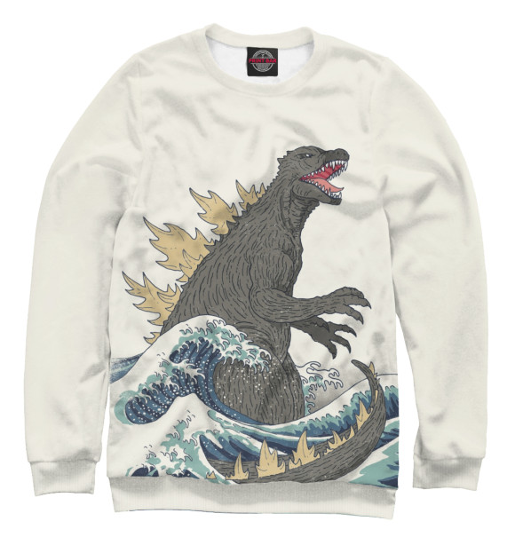 Мужской свитшот с изображением Godzilla цвета Белый
