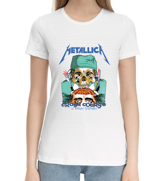 Женская хлопковая футболка с изображением Metallica цвета Белый