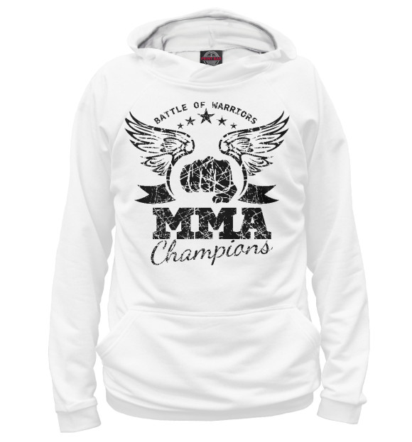 Мужское худи с изображением MMA Champions цвета Белый