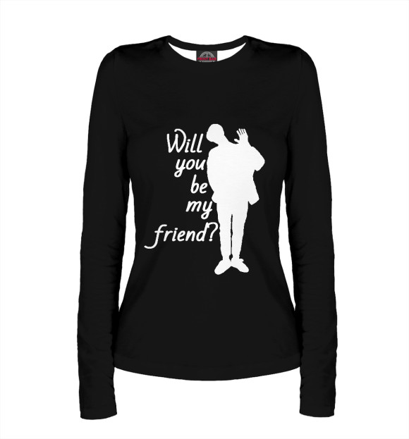 Женский лонгслив с изображением Will you be my friend? цвета Белый