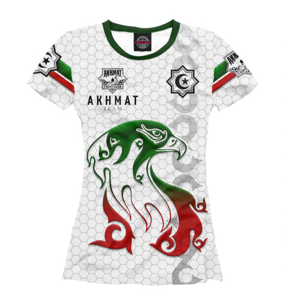Футболка для девочек с изображением Akhmat Fight Club Team цвета Белый
