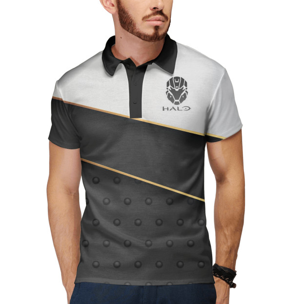 Мужское поло с изображением Halo цвета Белый