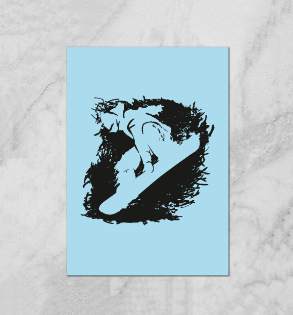 Плакат с изображением Snowboarder art цвета Белый