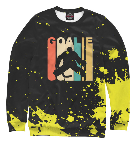 Свитшот для мальчиков с изображением Retro 1970's Hockey Goalie цвета Белый