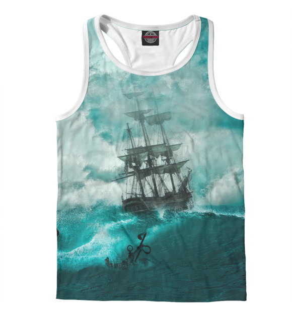 Мужская майка-борцовка с изображением Шторм цвета Белый