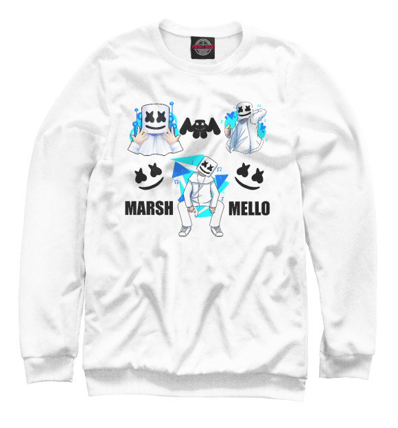 Мужской свитшот с изображением Marshmello цвета Белый