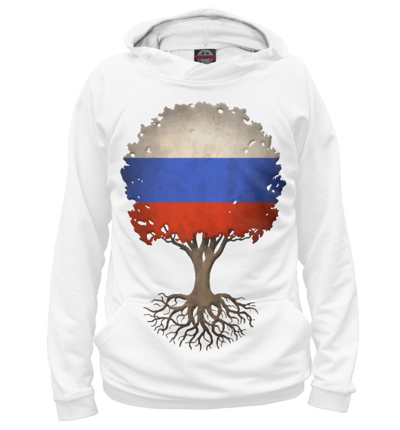 Женское худи с изображением Дерево России цвета Белый