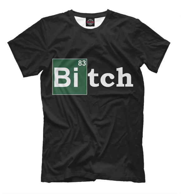 Мужская футболка с изображением Bitch цвета Черный
