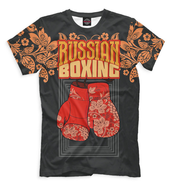 Мужская футболка с изображением Russian Boxing цвета Молочно-белый