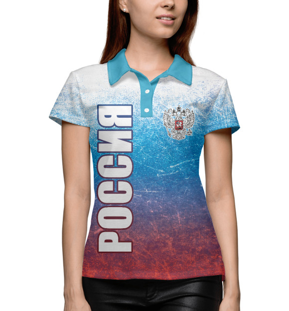 Женское поло с изображением Россия цвета Белый