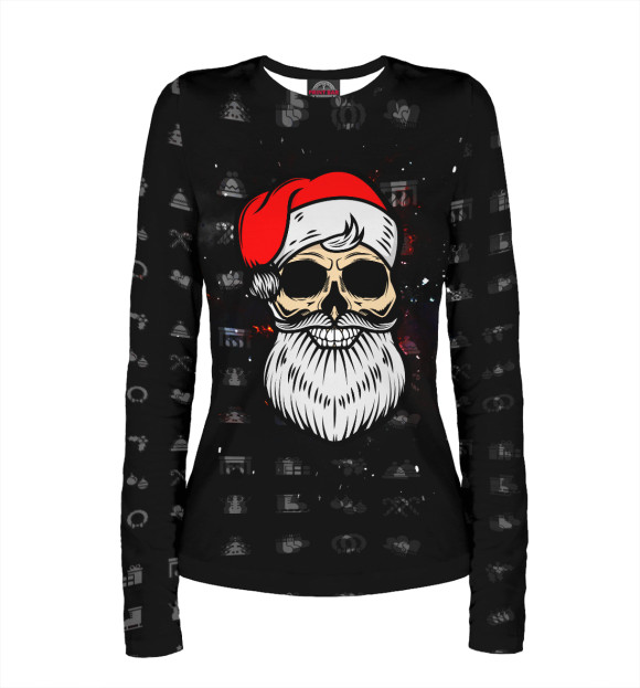 Женский лонгслив с изображением Dead Santa цвета Белый