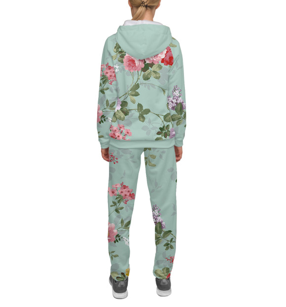 Женский спортивный костюм с изображением Цветы цвета Белый