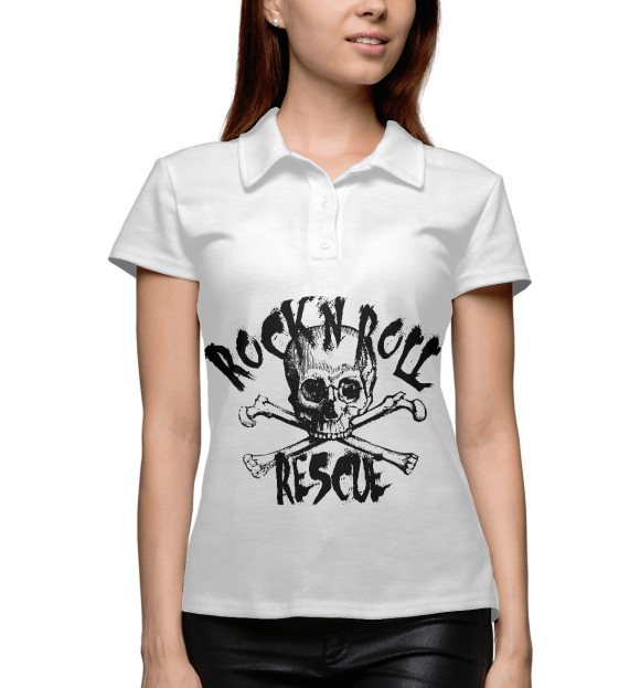 Женское поло с изображением Rock'n'Roll цвета Белый