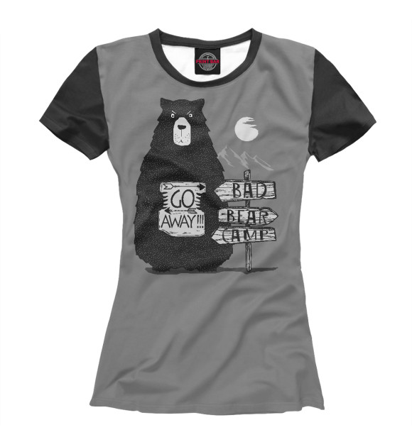 Женская футболка с изображением Bad Bear camp цвета Белый