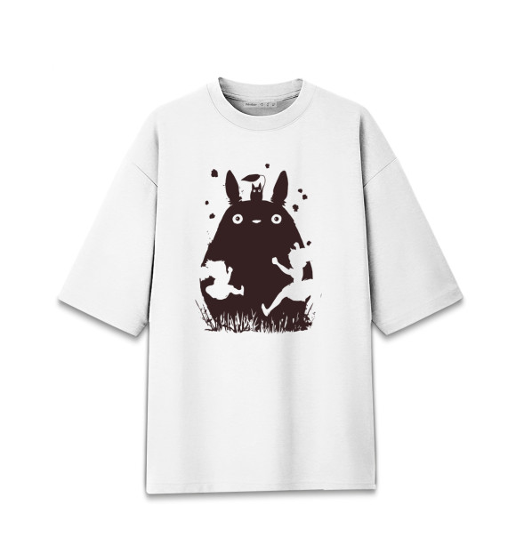 Мужская футболка оверсайз с изображением Totoro цвета Белый