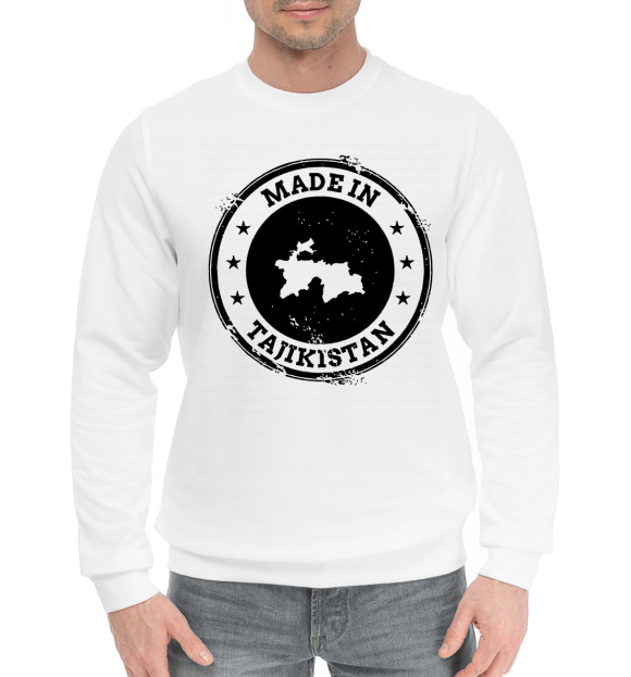 Мужской хлопковый свитшот с изображением Tajikistan цвета Белый
