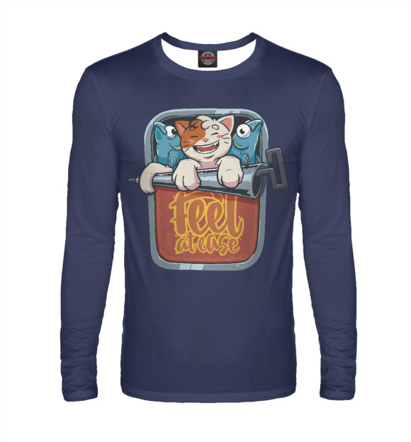 Мужской лонгслив с изображением Feel At Ease цвета Белый