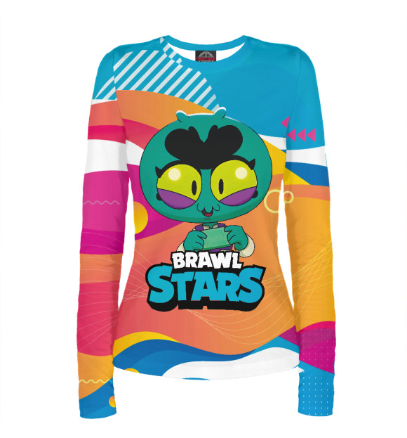 Женский лонгслив с притом Eve Ева BrawlStars цвета Белый Женский лонгслив с изображением Eve Ева BrawlStars цвета Белый