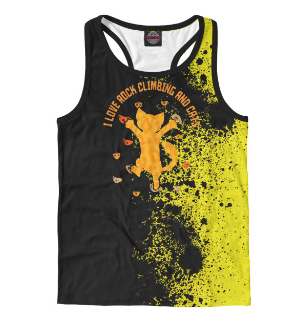 Мужская майка-борцовка с изображением I Love Rock Climbing Cat цвета Белый