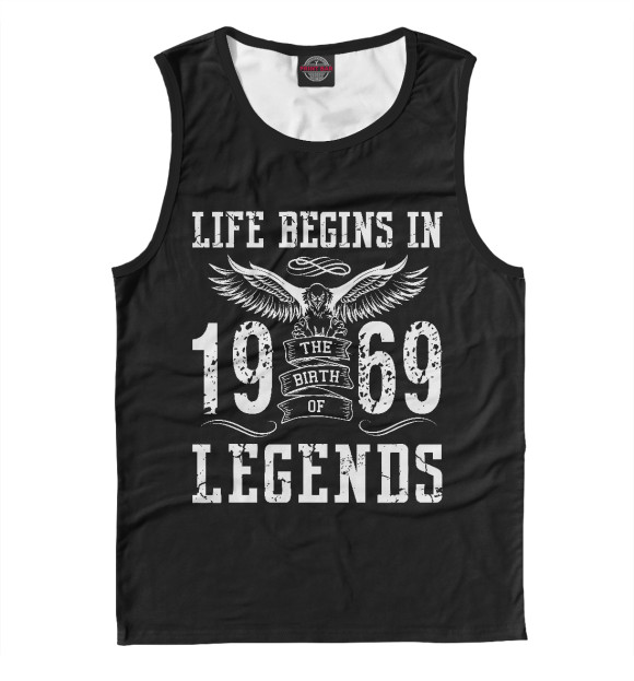 Мужская майка с изображением 1969 - рождение легенды цвета Белый