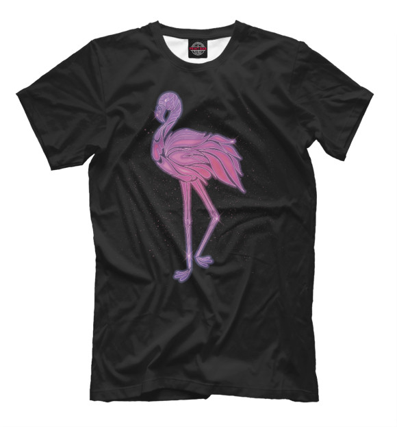 Мужская футболка с изображением Розовый фламинго цвета Черный
