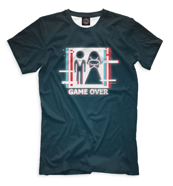 Мужская футболка с изображением Game Over цвета Темно-зеленый