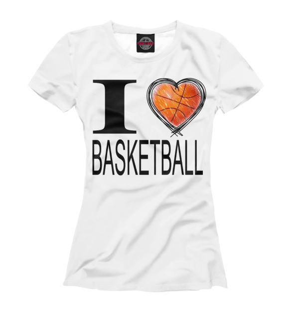 Женская футболка с изображением I Love Basketball цвета Белый