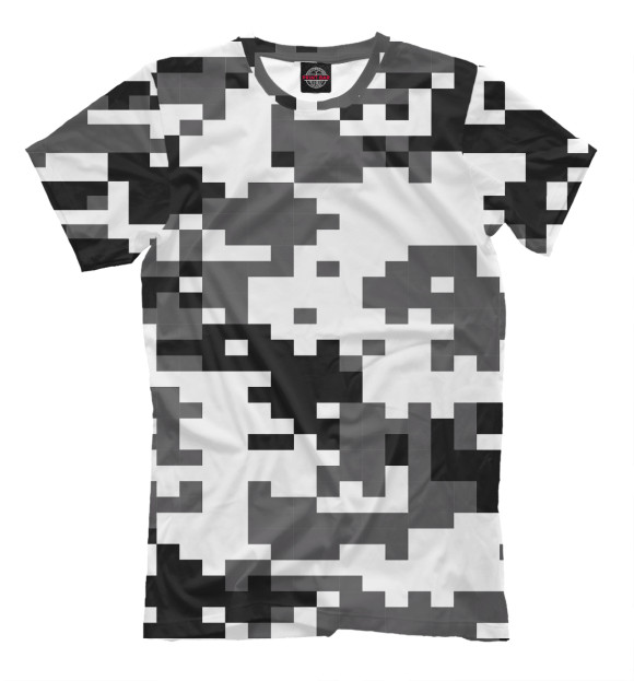 Мужская футболка с изображением Пиксельный камуфляж цвета Молочно-белый