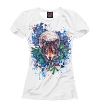 Женская футболка Акварельный волк